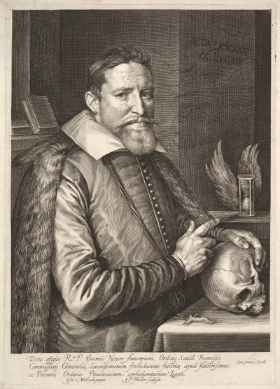 Portrait of Johannes Neyen, General of the Order of Franciscan Friars, Ambassador in Trier, pub. 1608 by Michiel Jansz. van after Mierevelt